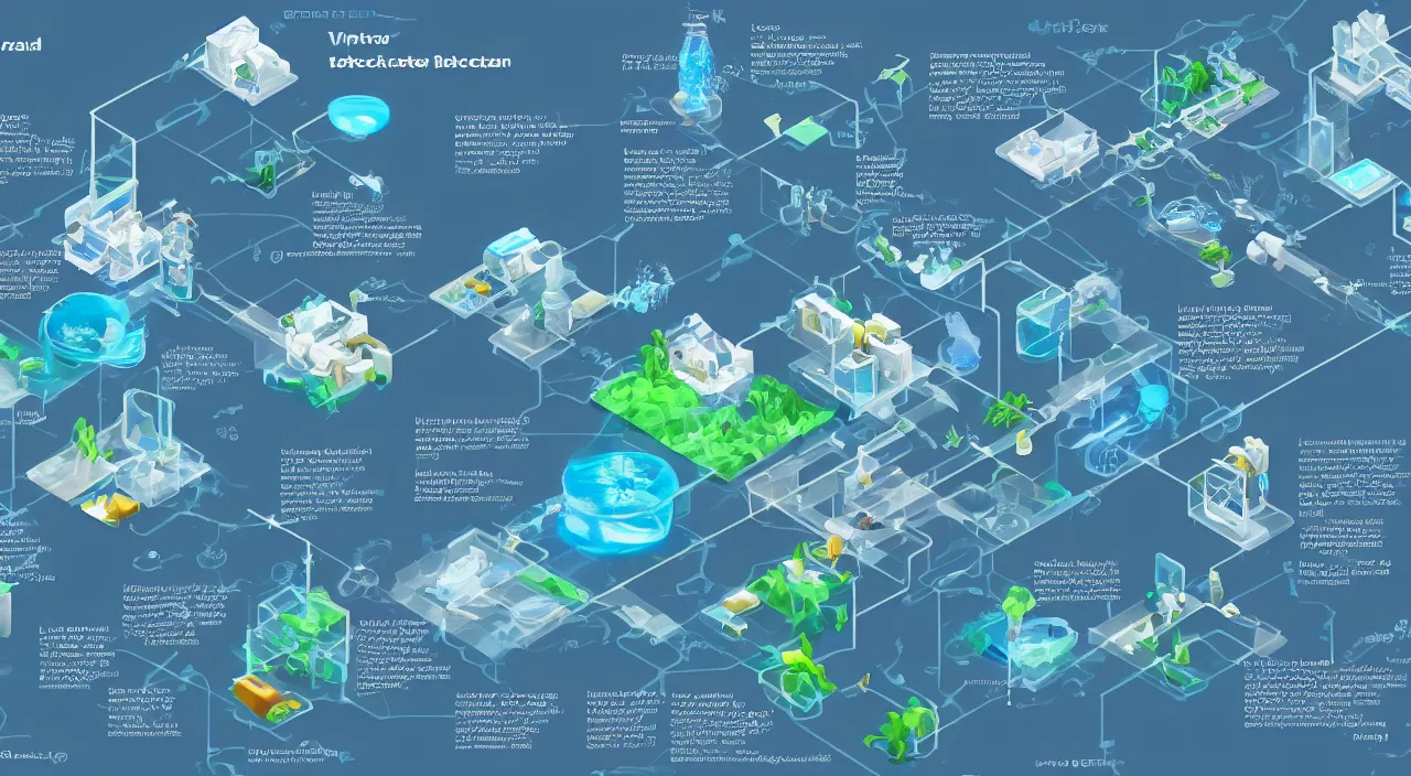 Prompt: a blockchain made from water, 3 d render, ez water, streams, rivers, vortex, hidrologic cycle, liquid interface, gui, infographic, diagram,