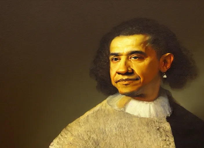Prompt: painting of obama by rembrandt van rijn