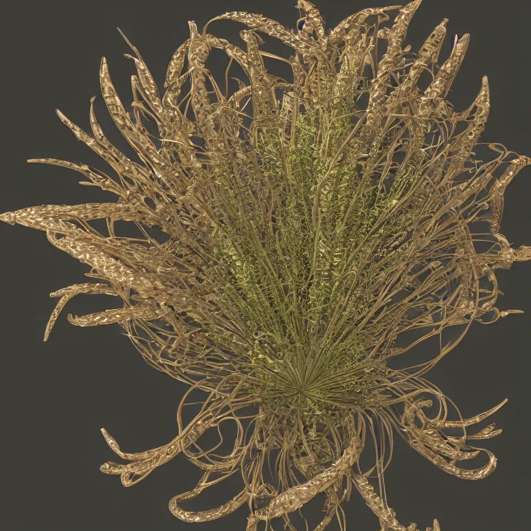 Image similar to single plant seed by ernst haeckel, modeled in 3 d, exquisite lighting, closeup, cinema 4 d render, dark rocky background, clear focus, very coherent, very detailed