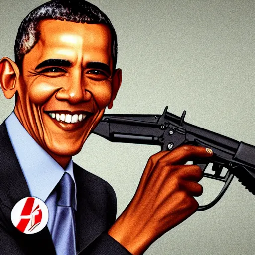 Prompt: Obama holding AK-47, portrait