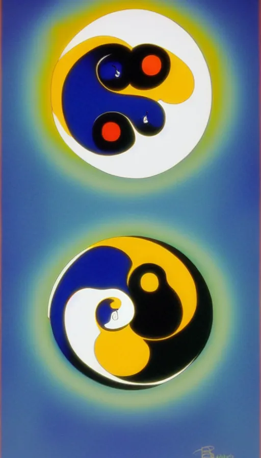 Prompt: Abstract representation of ying Yang concept, by don bluth