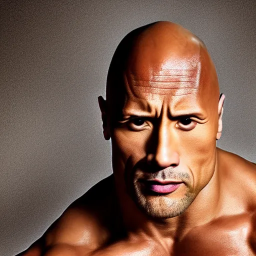 Image similar to dwayne johnson with really narrow eyes, portrait, studio photography, studio lighting, high detail, 8 k