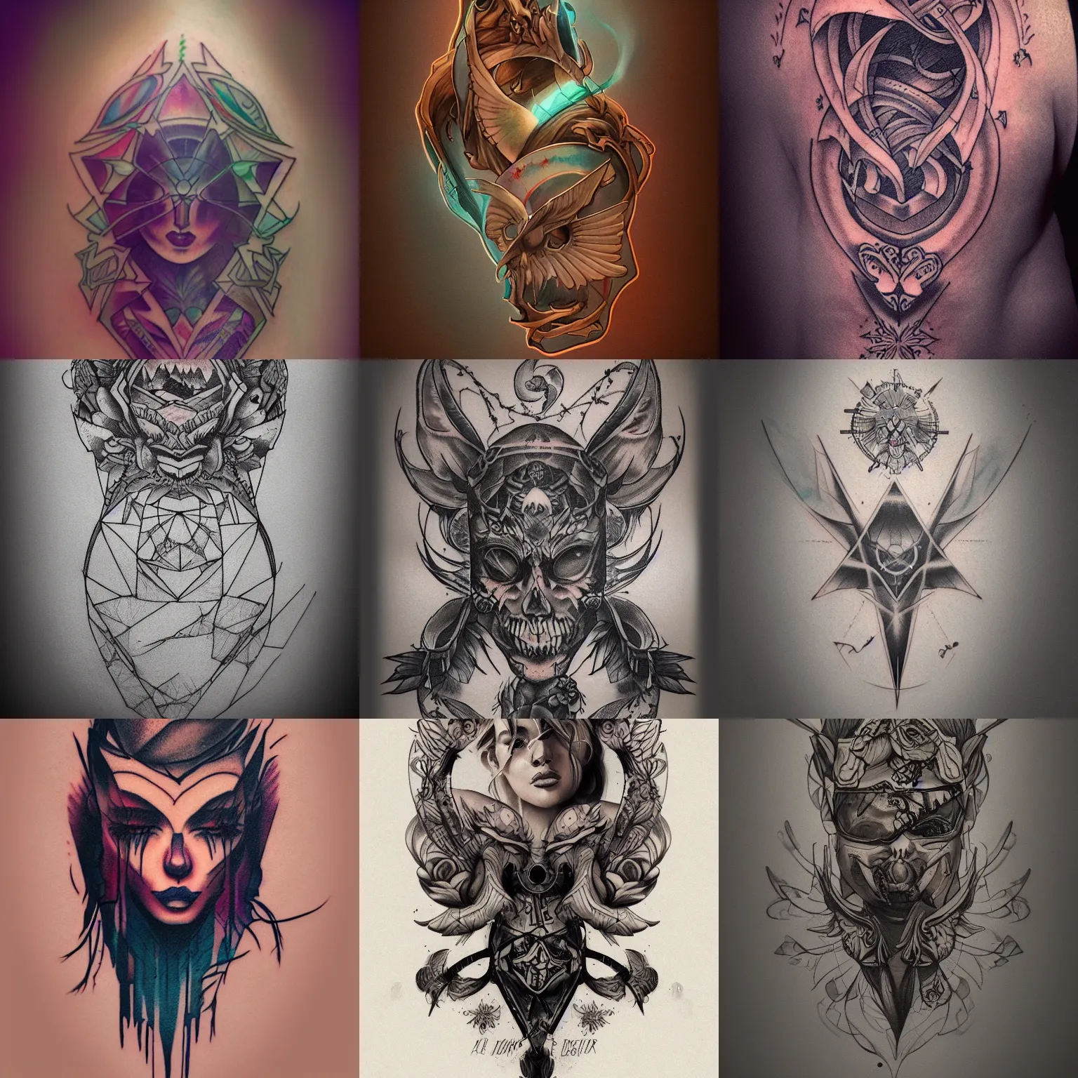Prompt: tattoos on the aether, fading in the light, digital artwork, trending on artstation