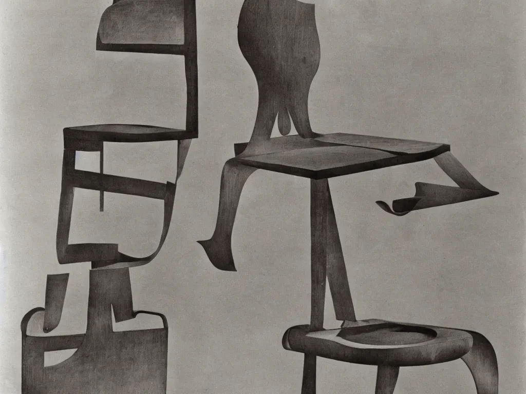 Image similar to modernist chair with bread. karl blossfeldt, salvador dali