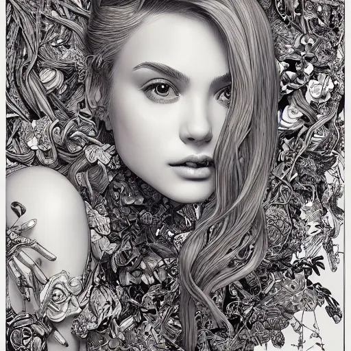 Prompt: the portrait of an unbelievably beautiful, elegant, sensual, and sophisticated young woman, an ultrafine detailed illustration by james jean, intricate linework, bright colors, final fantasy, behance contest winner, vanitas, angular, altermodern, unreal engine 5 highly rendered, global illumination, radiant light, detailed and intricate environment