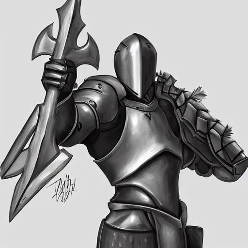 Image similar to digital painting, shading, overwatch style, medieval knight with large claymore