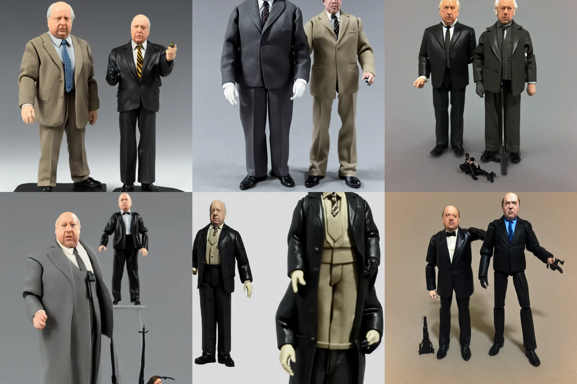 Prompt: Alfred Hitchcock as a 1980's Kenner style action figure, 5 points of articulation, full body, 4k, highly detailed