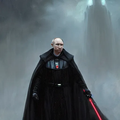 Prompt: Putin as Dark Lord of the Sith by Greg Rutkowski