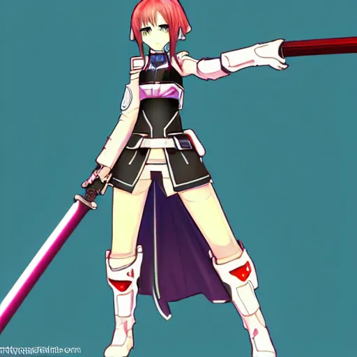 Prompt: a girl wielding a photon sword art style phantasy star online