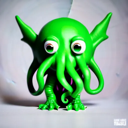 Image similar to ultra cute design for a Cthulhu art vinyl toy, Pixar, studio lighting, product shot 8k hd