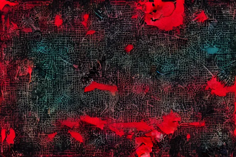 Image similar to abstract experimental painting y 2 k computer graphics red bleeding faded film grain 3 5 mm, trending on artstation, pixel sorting, glitch art, ink blot watercolor charcoal drawing