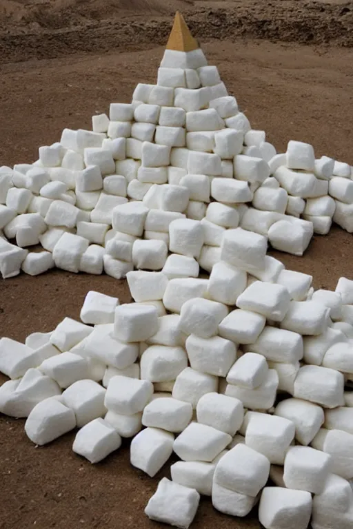 Prompt: the pyramids of egypt made of marshmallows