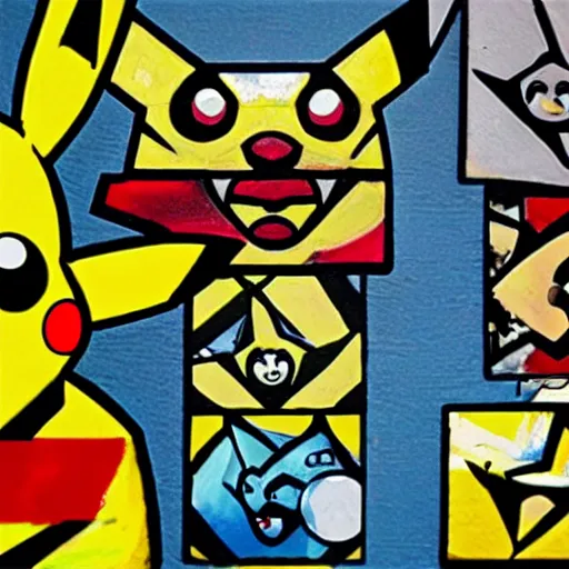 Image similar to pikachu, domino art