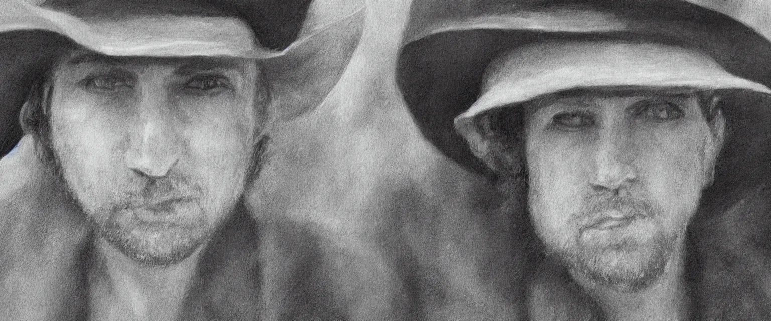 Prompt: close up highly detailed portrait of a man in a fedora by dorthea lange