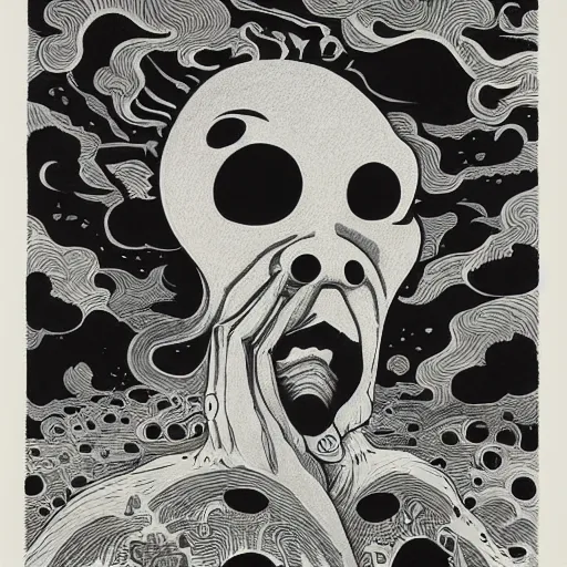 Image similar to gouache of a ghostly figure, mcbess, james jean