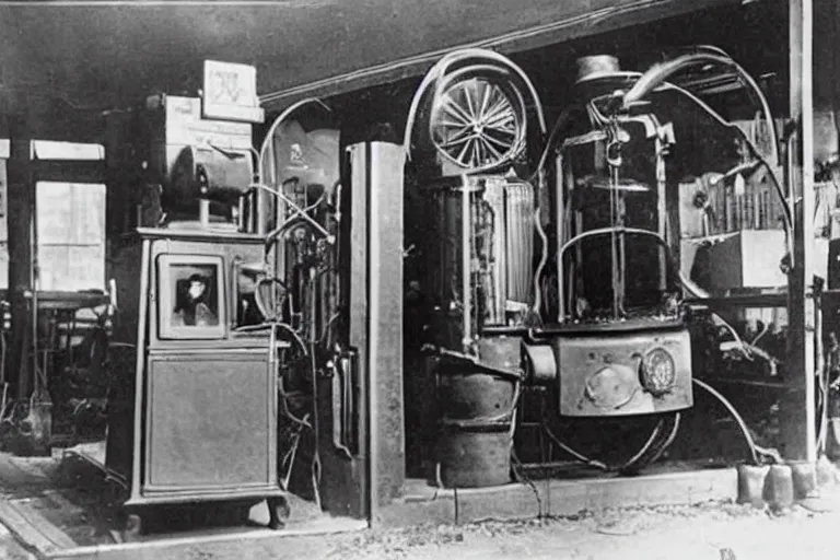 Image similar to a photograph of the first working time machine