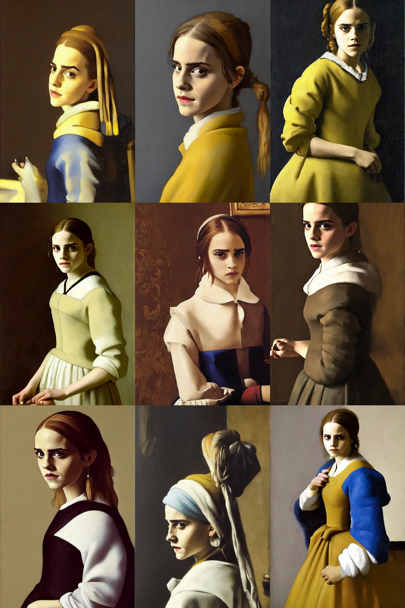 Prompt: emma watson, painting by vermeer