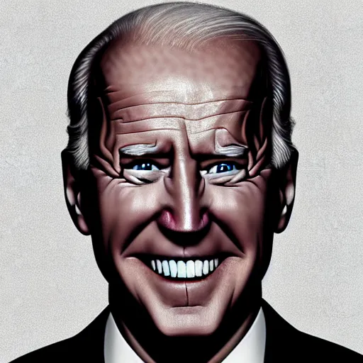 Image similar to evil joe biden, digital art, ultrarealistic, award winning art