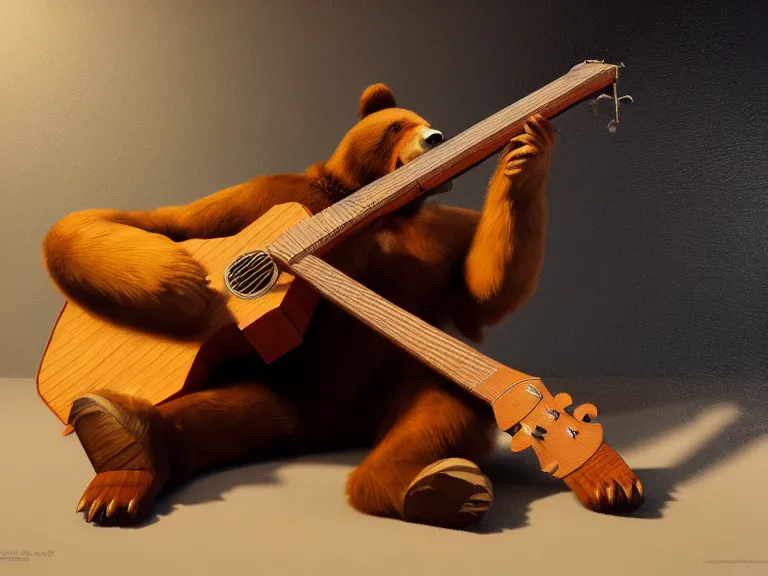 Image similar to bear plays the balalaika, Oil Painting, Trending on Artstation, octane render, Insanely Detailed, 8k, HD