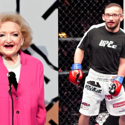 Image similar to betty white boxing stepen hawking ufc octagon mma