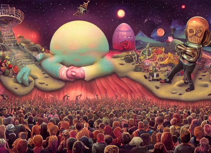 Image similar to the intergalactic concert, lowbrow, matte painting, 3 - d highly detailed, in the style of mark ryden,