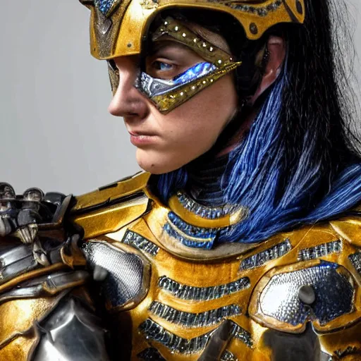 Image similar to photo of a female warrior with sapphire encrusted armour