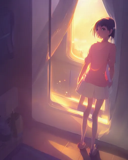 Image similar to a girl wearing a potato chip bag over her head, full shot, atmospheric lighting, by makoto shinkai, stanley artgerm lau, wlop, rossdraws