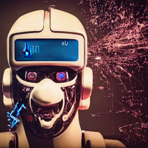 Image similar to Beautiful Photo of Arduino Uno in the robot's head. Cyberpunk. splatterpunk. 4K