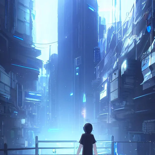 Image similar to a portal to the multiverse by makoto shinkai, highly detailed, cyberpunk, trending on artstation