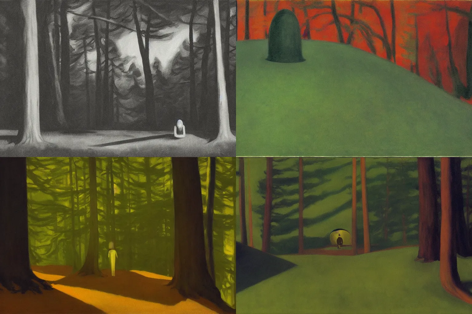 Prompt: Alien lurking in the woods | Edward Hopper |