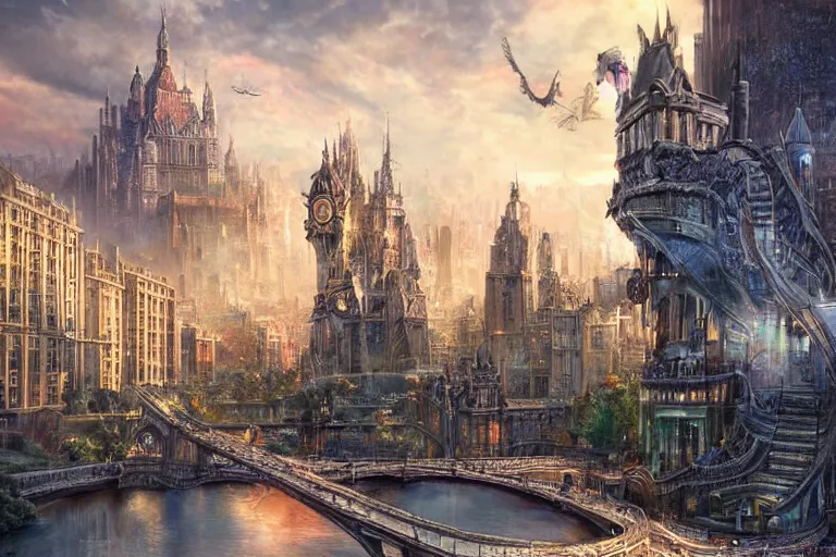 Image similar to a magnificent city. fantasy. photorealism.