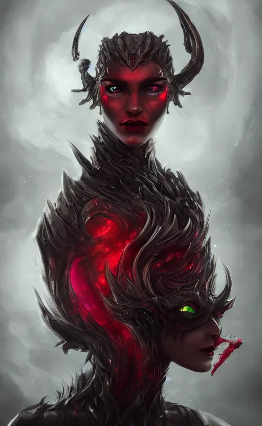 Image similar to face portrait of dragon kin woman, with pretty red ruby eyes, dynamic lighting, fantasy concept art, trending on art station, stunning visuals, creative, cinematic, ultra detailed