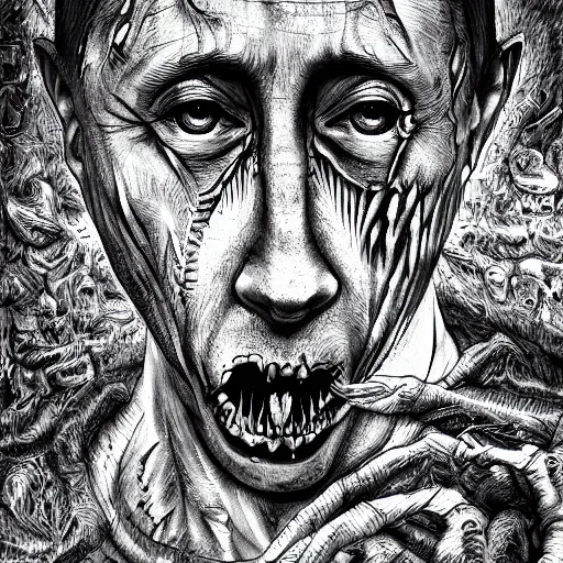 Image similar to putin bombing war horror scariest nightmare by junji ito, digital art, deepdream cosmic, 3 d high definition, trending on artstation, photorealistic, high resolution, 8 k, octane, hyper detailed, trending on deviantart insane details, intricate, elite, ornate, elegant trend, highly detailed and intricate, sharp focus, photography, unreal engine