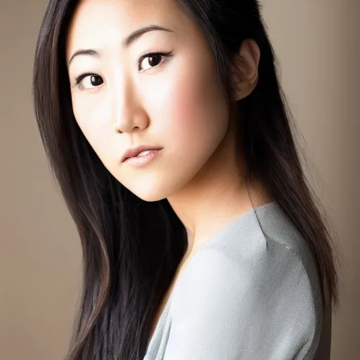 Image similar to beautiful portrait karen fukuhara face straight on headshot even lighting