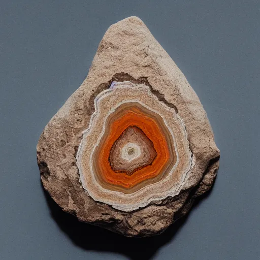 Image similar to studio portrait of an entire rock that is half sandstone and half agate white background