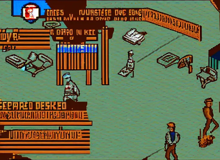 Prompt: screenshot of a 1995 MS-DOS game Lance Reddick Paramedic