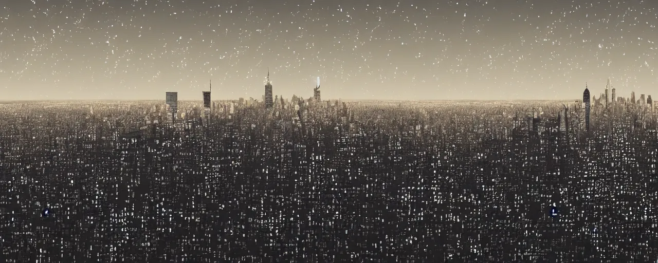 Prompt: digital art graphic of clusters and constellations of data in the outline of the New York City skyline. texture and pattern of an audio waveform. 4k unreal engine.