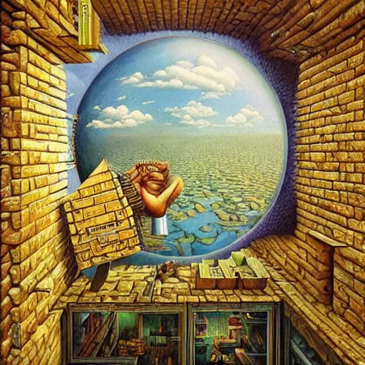 Image similar to a painting of a person, a surrealist painting by jacek yerka, cgsociety, fantastic realism, surrealist, detailed painting