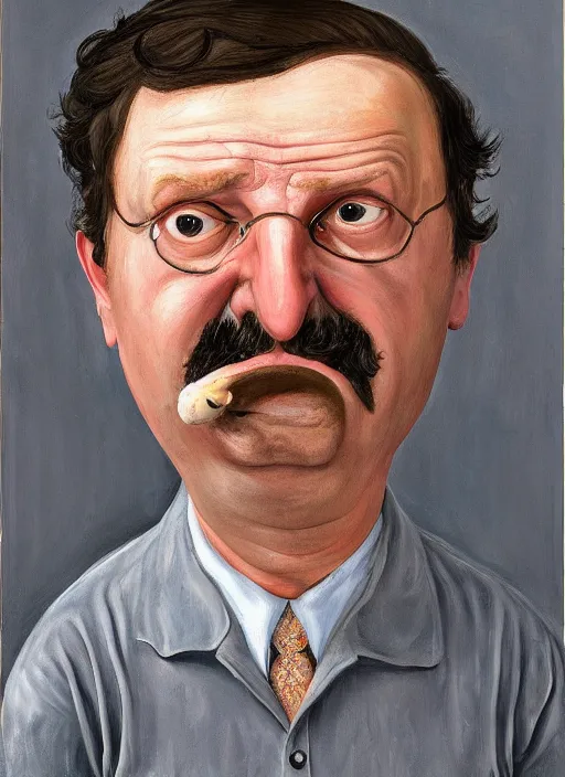 Prompt: Real life Bob Belcher, painted by Lucian Freud, highly detailed, 8k