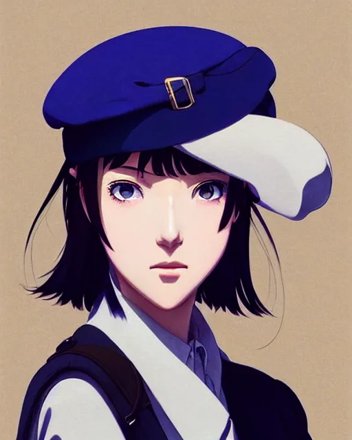 Image similar to girl with a beret | | very very anime!!!, fine - face, audrey plaza, realistic shaded perfect face, fine details. anime. realistic shaded lighting poster by ilya kuvshinov katsuhiro otomo ghost - in - the - shell, magali villeneuve, artgerm, jeremy lipkin and michael garmash and rob rey