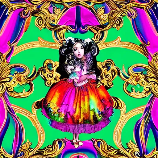 Prompt: Lisa Frank and Baroque collaboration