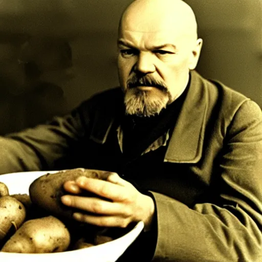 Image similar to Lenin eating potato