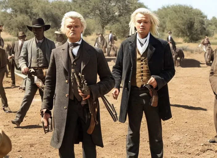 Prompt: geert wilders in django unchained field scene