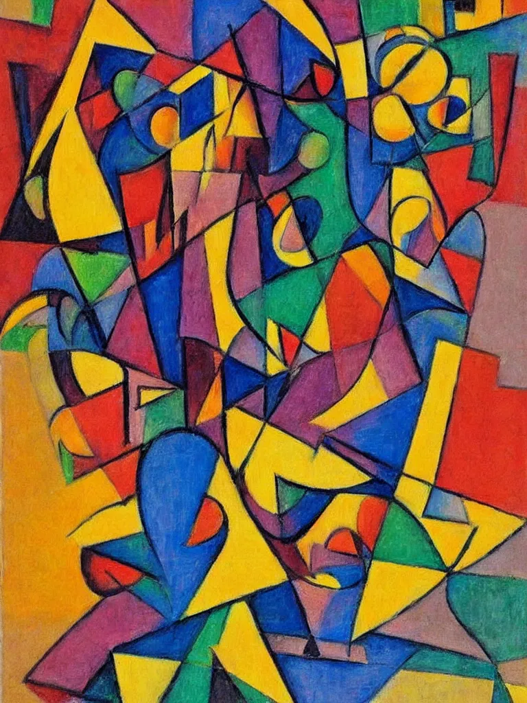 Prompt: a cubism painting by emilio pettoruti, pastel colors,