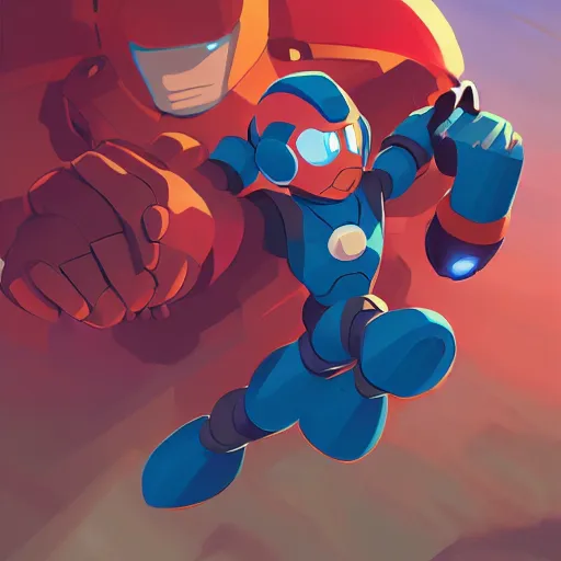 Image similar to hero world mega man, behance hd by jesper ejsing, by rhads, makoto shinkai and lois van baarle, ilya kuvshinov, rossdraws global illumination