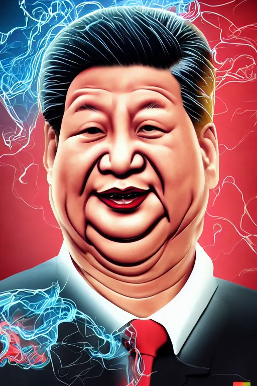 Image similar to detailed illustration, xi jinping as a 1 9 8 0 s wrestling action figure, 习 近 平, ultra realistic, dramatic lighting, thick black swirling smoke tornado, artstation