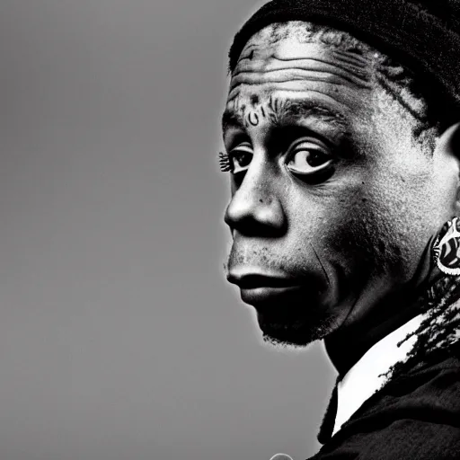 Prompt: lil wayne, photo by ansel adams, black and white, 1 0 0 mm, deep focus