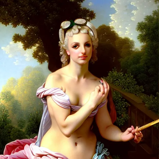 Image similar to A fantasy style portrait painting of britney spears, in the style of François Boucher, Oil Painting, hyperrealistic, render, Regal, Refined, Detailed Digital Art, RPG portrait, Michael Cheval, William-Adolphe Bouguereau, Walt Disney (1937), dynamic lighting, Highly Detailed, Cinematic Lighting, Unreal Engine, 8k, HD