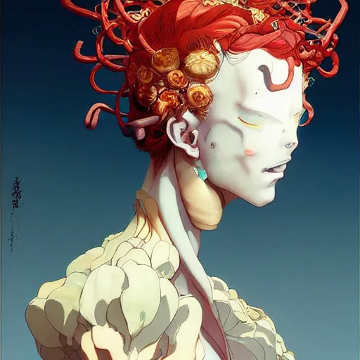 Image similar to prompt : glorious character portrait soft light painted by james jean and katsuhiro otomo and erik jones, inspired by evangeleon anime, smooth face feature, intricate oil painting, high detail illustration, sharp high detail, manga and anime 1 9 9 9