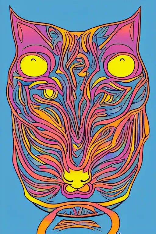 Image similar to demon cat, art by brian miller, sticker, colorful, illustration, highly detailed, simple, smooth and clean vector curves, no jagged lines, vector art, smooth